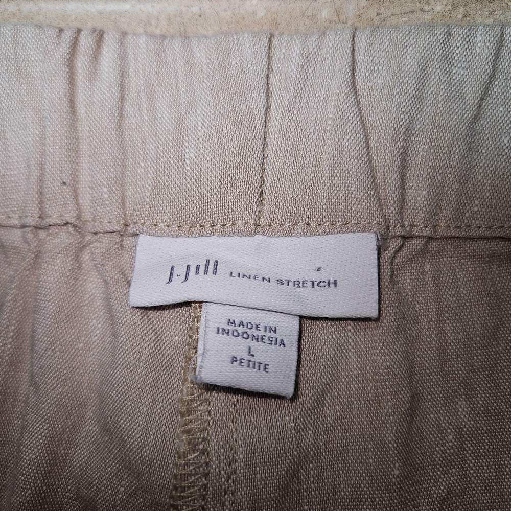 J Jill Linen Stretch Pants Women L Petite Beige Crop Straight Preppy Coastal - Picture 6 of 14